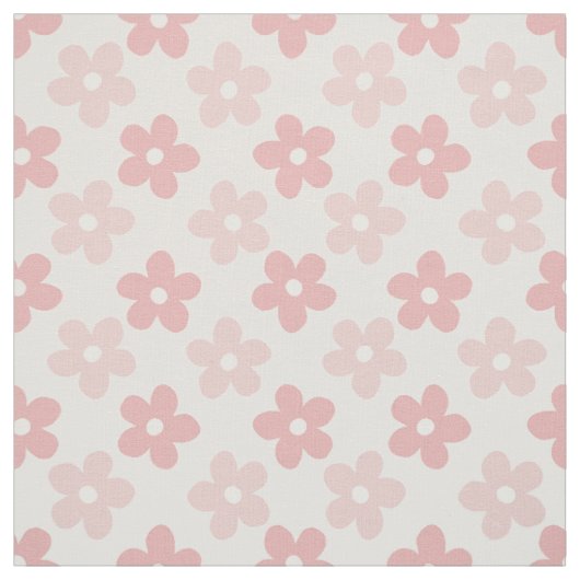 ピンククリームデイジー花レトロ模様 ファブリック (見本)