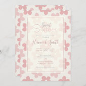 ピンククリームデイジー花レトロ模様 招待状 (正面/裏面)