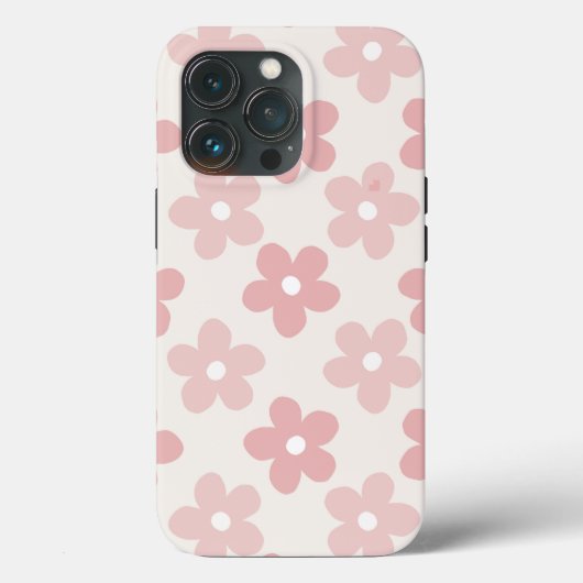ピンククリームデイジー花レトロ模様 Case-Mate iPhoneケース (裏面)