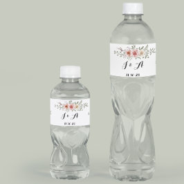ピンククリームバラグラフィックフローラデザイン水 ペットボトルラベル