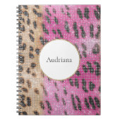 ピンククリームヒョウ動物の輝き ノートブック (正面)