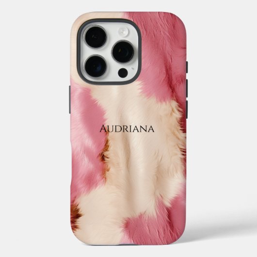 ピンククリームフェイクファー おしゃれ Case-Mate iPhoneケース (裏面)