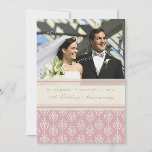 ピンククリームフォト10周年パーティー招待状 招待状 (正面)