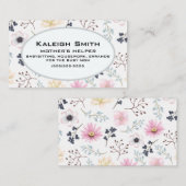 ピンククリームフローラオンホワイト母ヘルパー コーリングカード (正面/裏面)