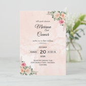 ピンククリームフローラクラシック結婚式招待状 招待状 (スタンド正面)