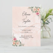 ピンククリームフローラ庭園の結婚式招待状 招待状 (スタンド正面)