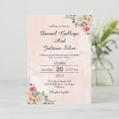 ピンククリームフローラ春の結婚式招待状 招待状 (スタンド正面)