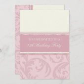 ピンククリームフローラ75thバースデーパーティ招待状 招待状 (正面/裏面)