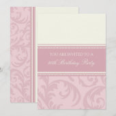 ピンククリームフローラ80thバースデーパーティ招待状 招待状 (正面/裏面)