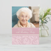 ピンククリームフローラ85thバースデーパーティ招待状 招待状 (スタンド正面)