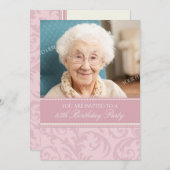 ピンククリームフローラ85thバースデーパーティ招待状 招待状 (正面/裏面)