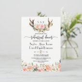 ピンククリームフローラ〔雄ジカの〕枝角リハーサルディナー 招待状 (スタンド正面)