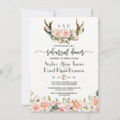 ピンククリームフローラ〔雄ジカの〕枝角リハーサルディナー 招待状 (正面)