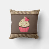 ピンククリームブラウンストライプシズストロベリーカップケーキ クッション (裏面)