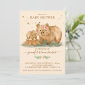 ピンククリームベアーファミリーモミーベビー 招待状 (スタンド正面)