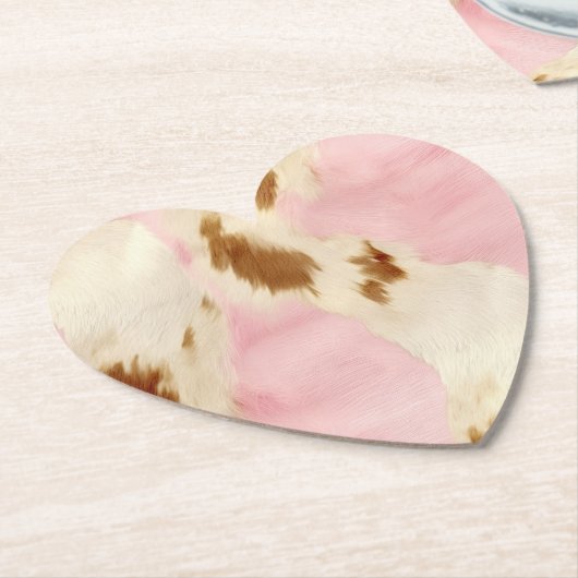 ピンククリームホワイトブラウンコウィド ペーパーコースター (アングル)