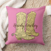 ピンククリーム女性のカーボーイカウボーイブーツ クッション (ブランケット)