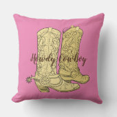 ピンククリーム女性のカーボーイカウボーイブーツ クッション (正面)