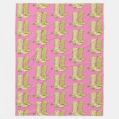 ピンククリーム女性のカーボーイカウボーイブーツ フリースブランケット (正面)