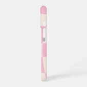 ピンククリーム格子チェックボーダーのスマホケース iPhone 16ケース (左側面)