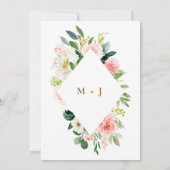 ピンククリーム水彩フローラ素朴ブライダルシャワー 招待状 (裏面)