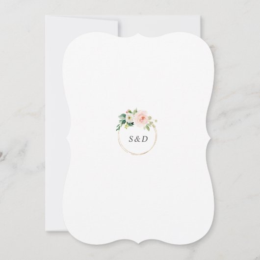 ピンククリーム結婚フローラの新しい日救付けの再試行 招待状 (裏面)