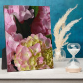 ピンククリーム色のハイドランジア 黄色 ピンク 緑 花  フォトプラーク (側面)