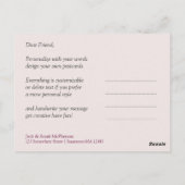 ピンククリーム赤いハートサンキューポストカード ポストカード (裏面)