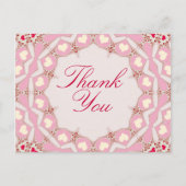 ピンククリーム赤いハートサンキューポストカード ポストカード (正面)