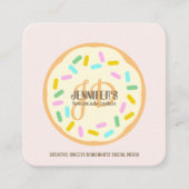 ピンククリーム赤面焼いたクリエイティブクッキードーナツ スクエア名刺 (正面)