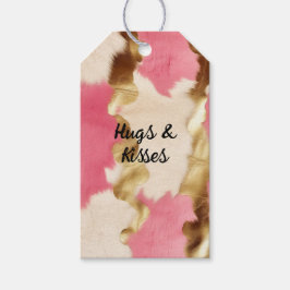 ピンククリーム金ゴールド牛革 ギフトタグ