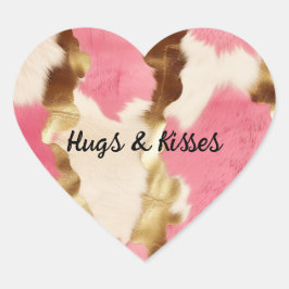 ピンククリーム金ゴールド牛革 ハートシール