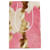 ピンククリーム金ゴールド牛革 ミディアムペーパーバッグ (正面)