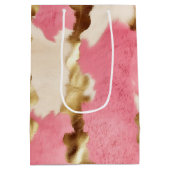 ピンククリーム金ゴールド牛革 ミディアムペーパーバッグ (裏面)