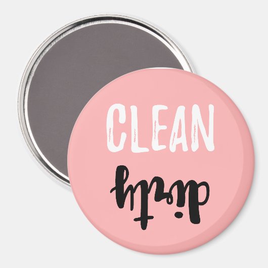 ピンククリーン汚い食洗機パステルブラシストローク マグネット (正面/裏面)