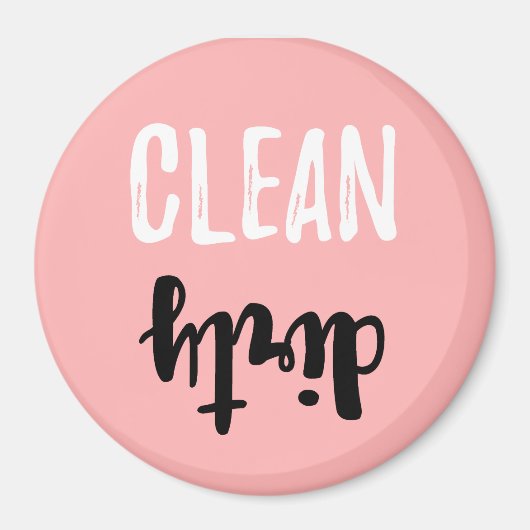 ピンククリーン汚い食洗機パステルブラシストローク マグネット (正面)