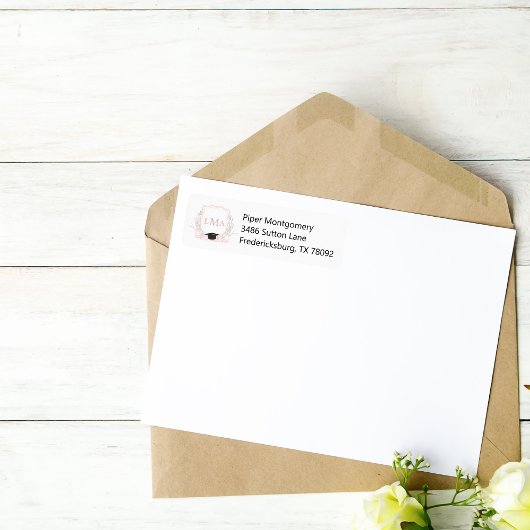 ピンククレストコケットモノグラム卒業 ラベル