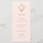 ピンククレストバラ金ゴールドヴィンテージウェディングモノグラム メニュー (正面)