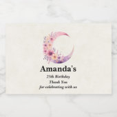 ピンククレセントムーン誕生日サンキュー スパークリングワインラベル (シングルラベル)