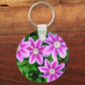 ピンククレマチスと野生オレガノ キーホルダー (正面)