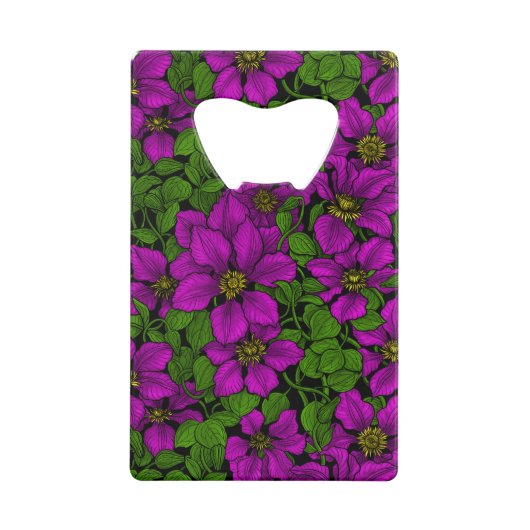 ピンククレマティスつる植物 クレジットカード栓抜き (正面)