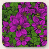 ピンククレマティスつる植物 コースター (正面)
