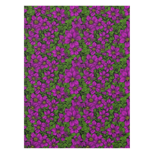 ピンククレマティスつる植物 テーブルクロス (正面)