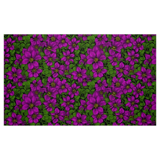 ピンククレマティスつる植物 ファブリック (ファットクウォーター)