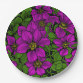 ピンククレマティスつる植物 ペーパープレート (正面)