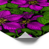 ピンククレマティスつる植物 ポスター (角)