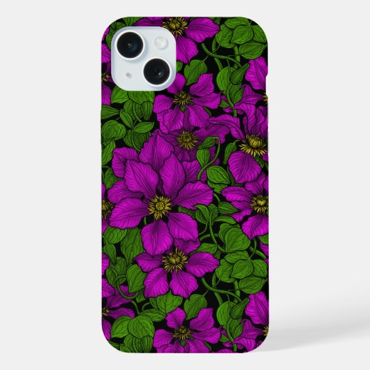 ピンククレマティスつる植物 iPhoneケース (裏面)