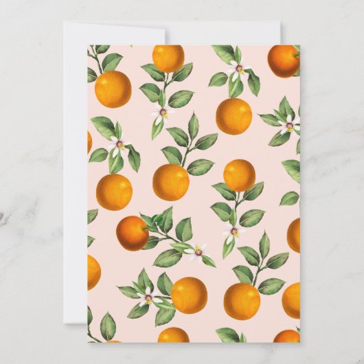 ピンククレメンチンオレンジ小さなかわいこちゃん赤ちゃんシャワー 招待状 (裏面)