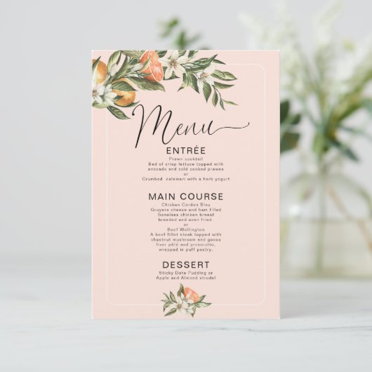 ピンククレメンチンリトルかわいこちゃんベビーシャワーメニュー 招待状 (スタンド正面)