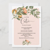 ピンククレメンチンリトルかわいこちゃんベビーシャワー 招待状 (正面)